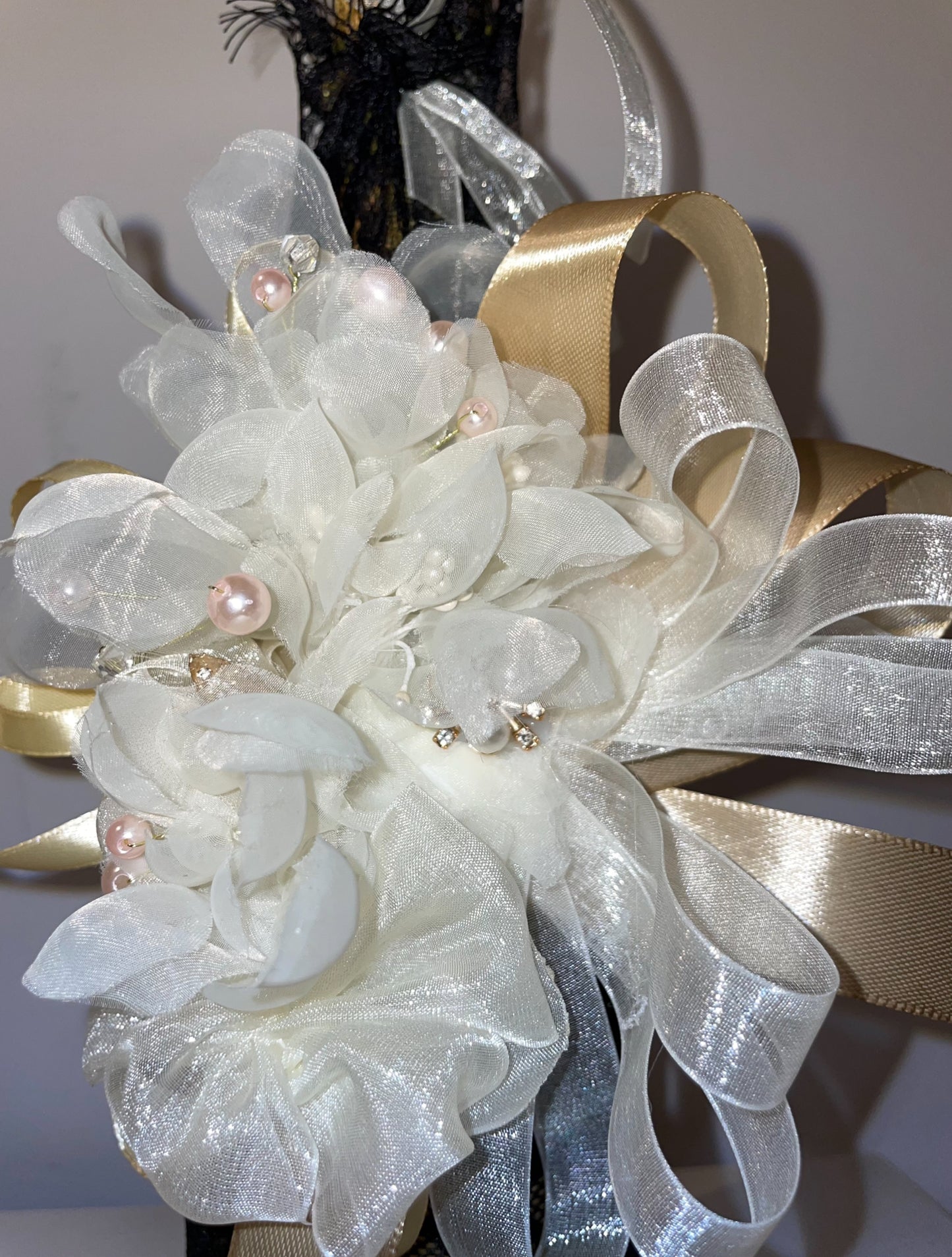 Silk Orchids & Gold - Black Lace Bottle Sleeve