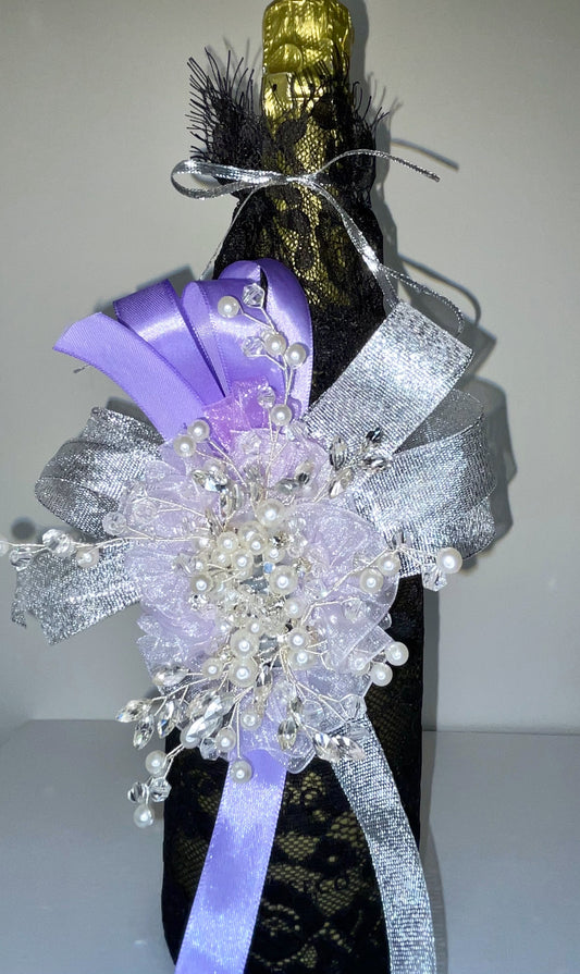 Pearl & Silver - Black Lace Bottle Sleeve